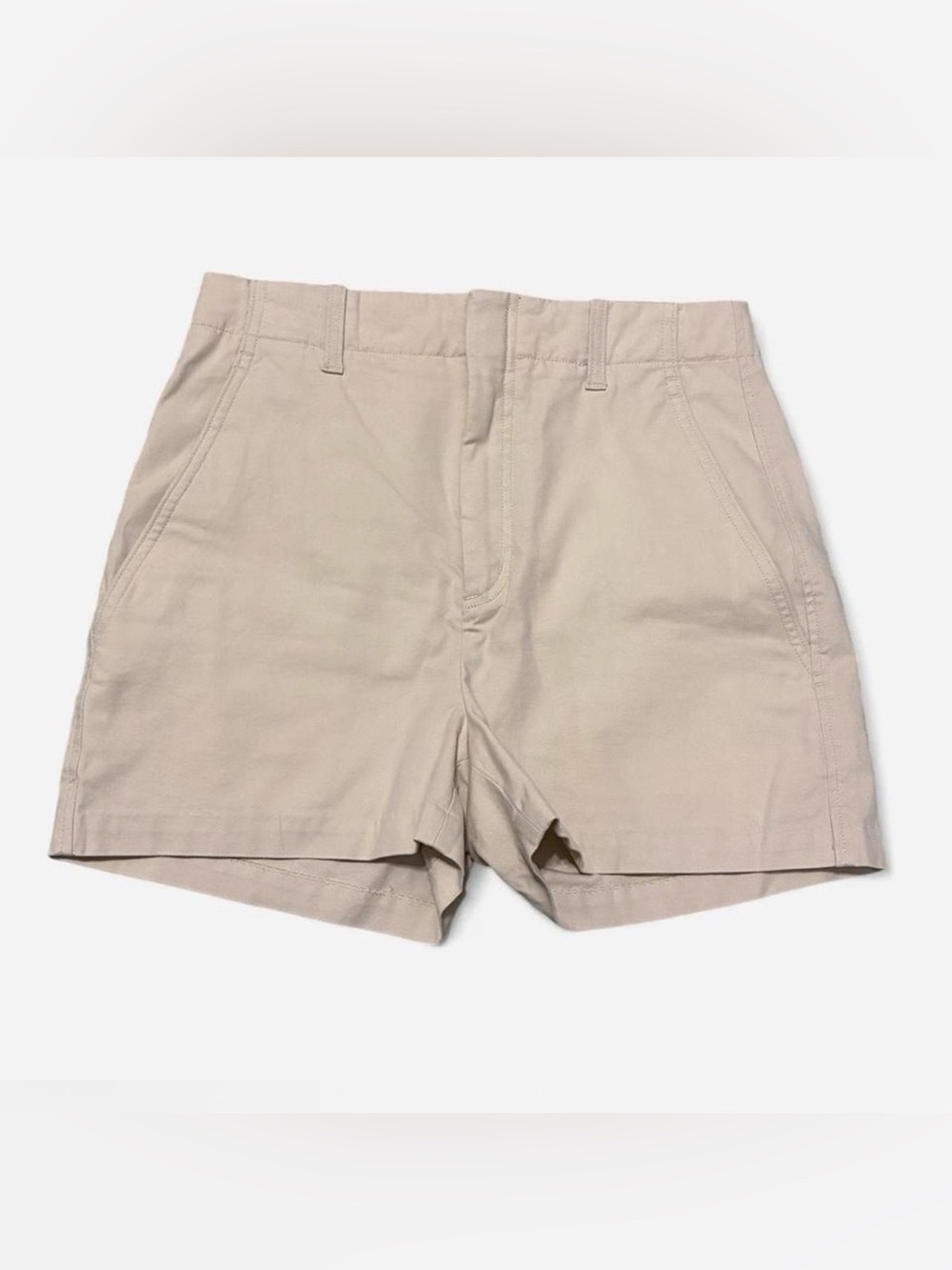 Vince Light Beige Flat-Front Cotton Shorts